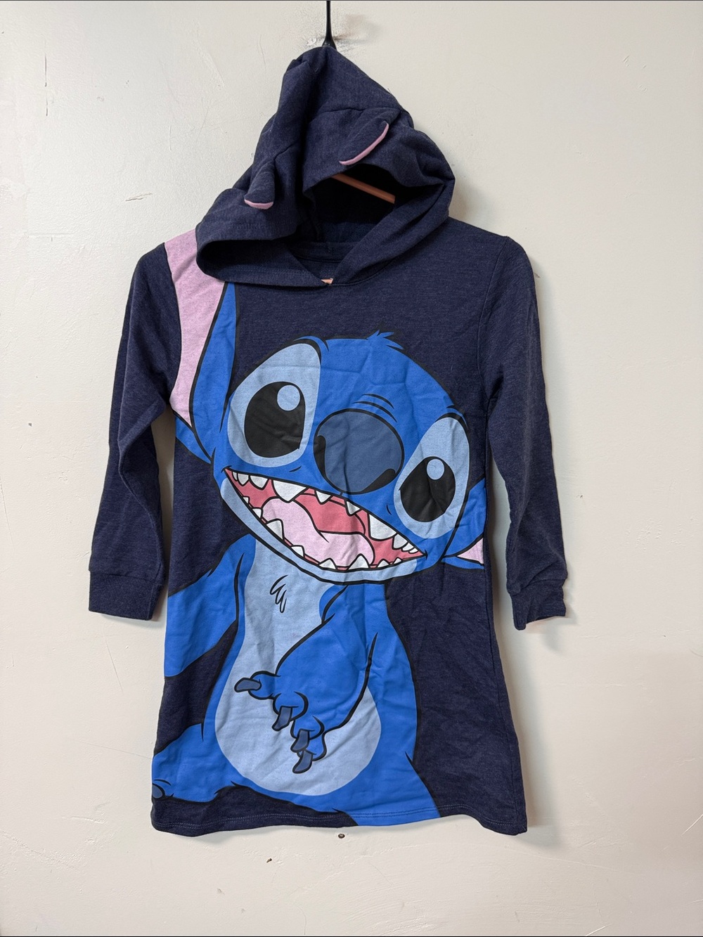 Disney Navy Hooded Stitch dress with Blue and Pink Accents